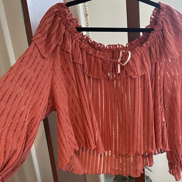 Anthropologie Rust Ruffle Blouse - Picture 5 of 5